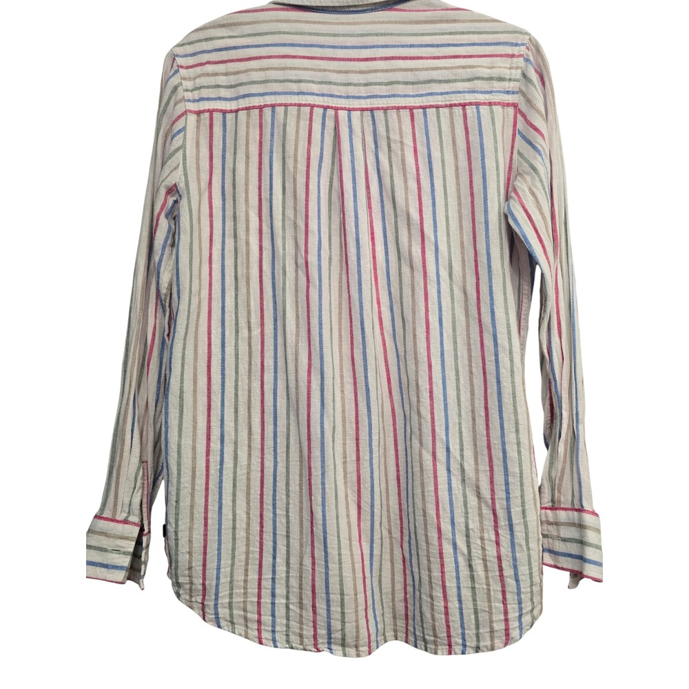 GAP Linen Rayon Striped Button Up Shirt Women's Small Coastal Preppy Cottage - Picture 7 of 7